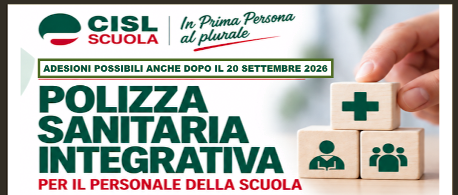 POLIZZA SANITARIA: anche dopo il 20 settembre sarà possibile aderire per il personale della scuola.