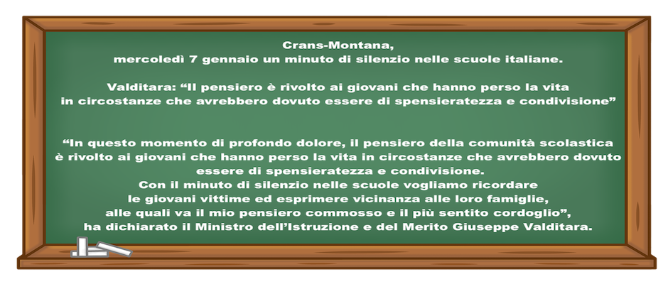 1 MINUTO DI SILENZIO IN TUTTE LE SCUOLE PER RICORDARE LE VITTIME DI CAPODANNO